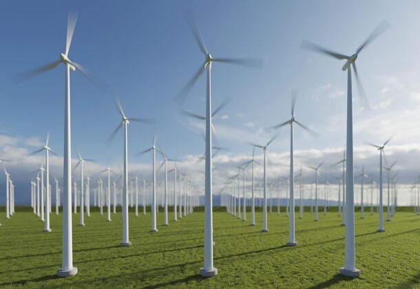保护自然3d风车项目环保可再生能源生态