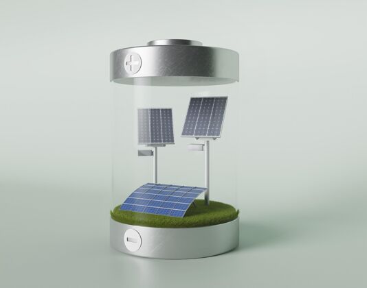 生态三维生态环境项目与太阳能电池板太阳能电池板可再生能源节能