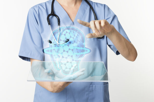 实验室医生使用全息透明片医疗技术医学实验室单独医学