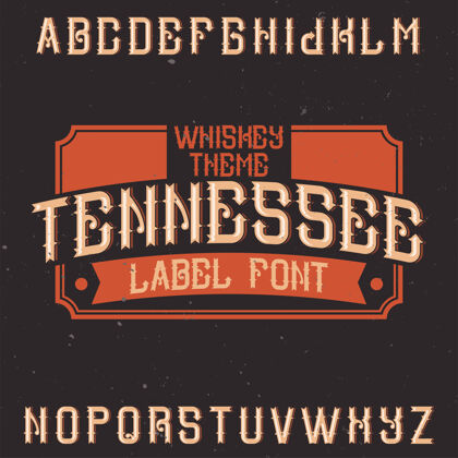 颜色老式字母和标签字体命名田纳西州字母风格经典