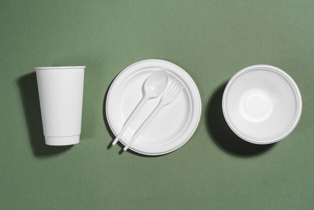 生物降解安排不同的一次性或环保餐具塑料废物生物一次性