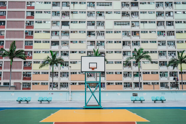 游戏白色和绿色的篮球场城市建筑体育篮球场