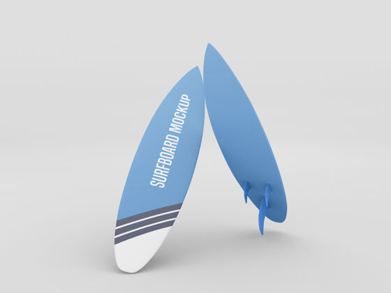 长冲浪板模型设置在白色背景上冲浪背面冲浪板