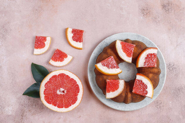面包房自制水果蛋糕葡萄柚水果美味