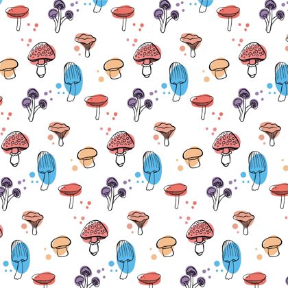 蘑菇手绘蘑菇图案背景手绘彩色背景