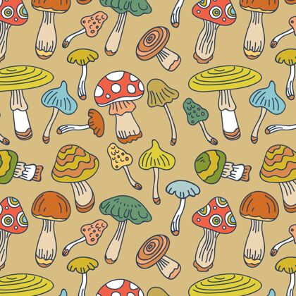 蘑菇手绘蘑菇图案图案手绘墙纸