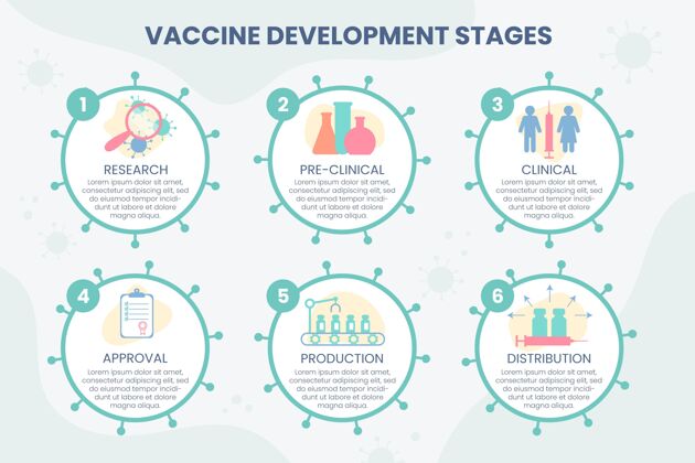 阶段扁平冠状病毒疫苗阶段信息图模板信息图疫苗准备打印