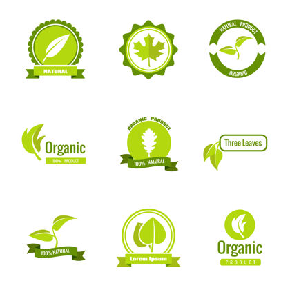 标志带有叶子的天然 生态和有机产品标识绿色公司有机