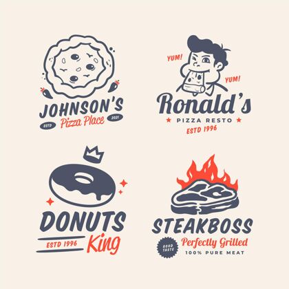 企业复古卡通餐厅标志系列标识公司卡通