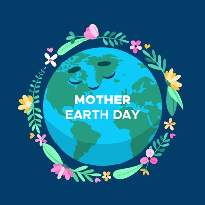 地球母亲卡通地球母亲节插画地球母亲日花卉地球日