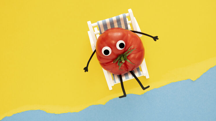 平面图躺椅上的番茄顶视图食物感觉美食