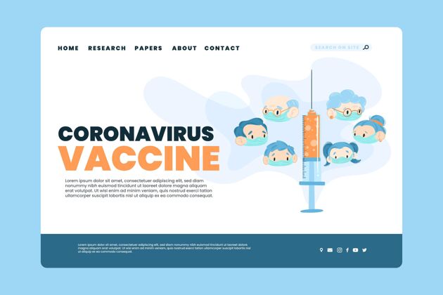 健康平面手绘冠状病毒疫苗登陆页平面手绘流感感染