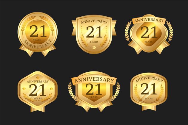 徽章21周年纪念金徽章系列金色21周年纪念周年纪念