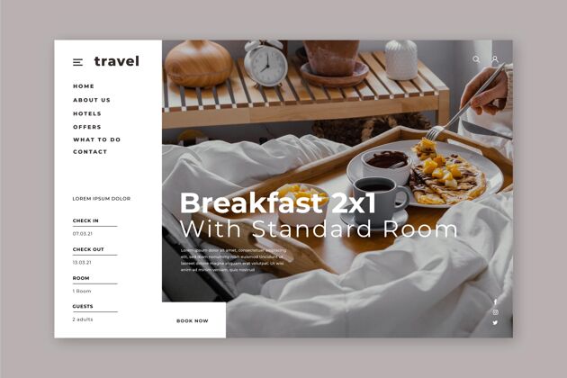 旅游创意酒店登录页模板与照片主页旅游度假村