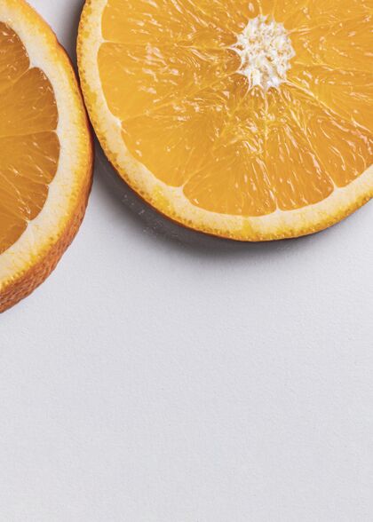 橘子顶视图橙色切片与复制空间食物新鲜柑橘