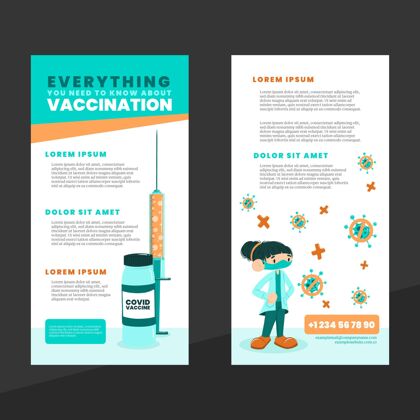 危险平面手绘冠状病毒疫苗接种宣传册平面手绘预防平面设计