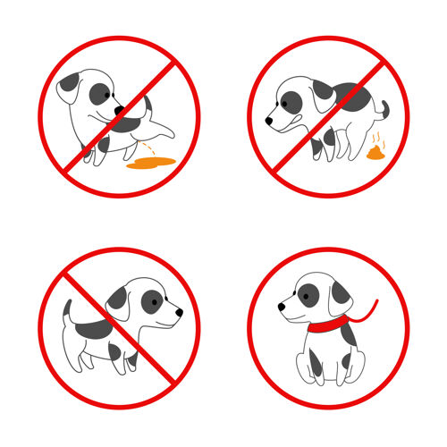 污染狗的标志没有狗 没有狗尿 没有狗便便一套禁止动物标志插图停止小狗规则