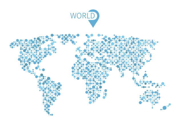 圆形世界地图从圆形的信息图插图地图世界和抽象形状地图网络互联网世界