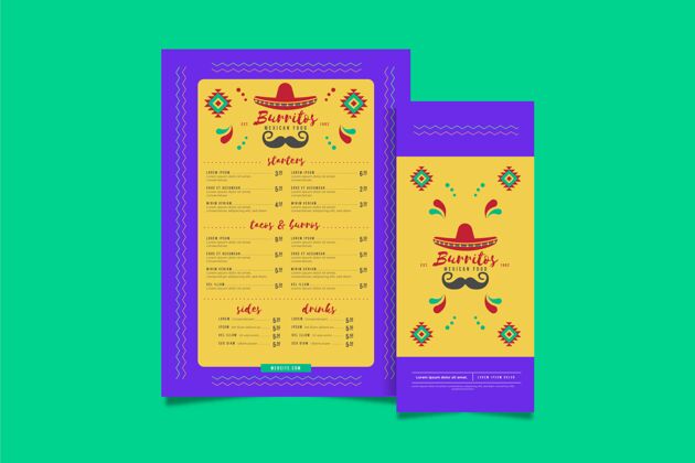 菜单墨西哥餐厅垂直菜单模板随时打印模板垂直