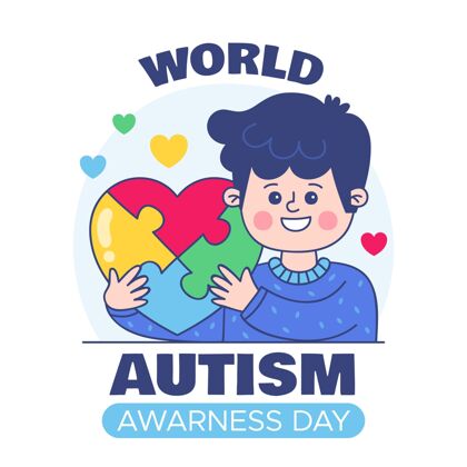 自闭症谱系障碍手绘世界自闭症意识日插图全球插图4月2日