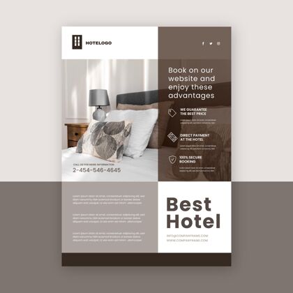 酒店传单现代酒店传单模板与照片传单旅行预订