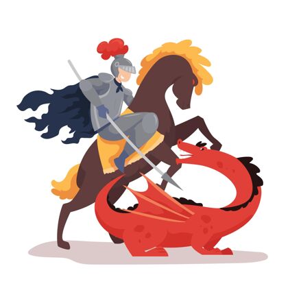 西班牙平坦的迪亚达圣乔迪插图与骑士对马斗龙平面西班牙平面设计