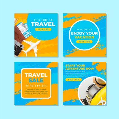 社交媒体帖子旅行instagram帖子收集模板目的地优惠旅游