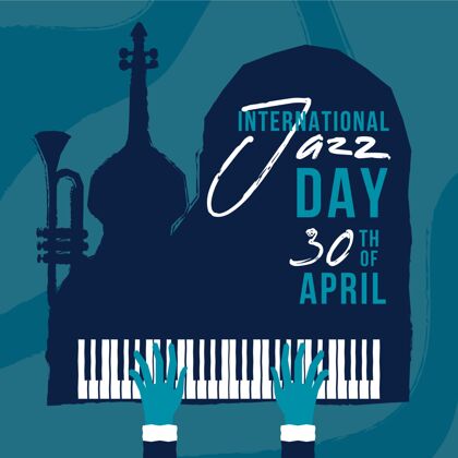 4月30日平面国际爵士日插画音乐平面设计平面