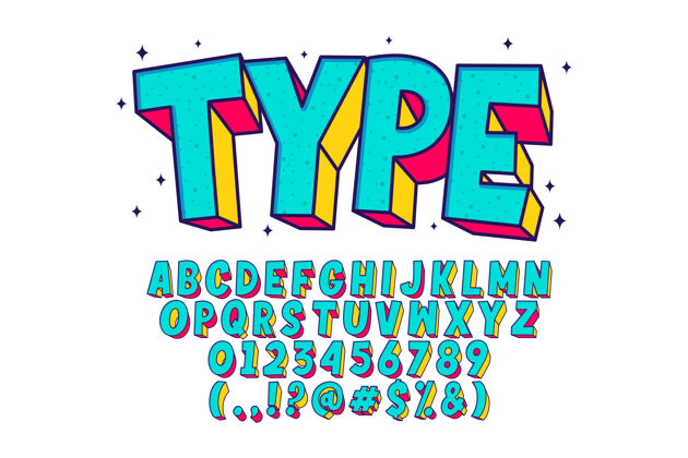 排版复古卡通字母 花哨的字体风格Abcd字体类型