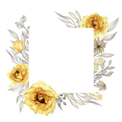 剪贴画优雅的金黄色玫瑰花架水彩花卉金色粉色