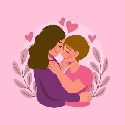 关系平面设计女同性恋情侣恋爱人公寓插画