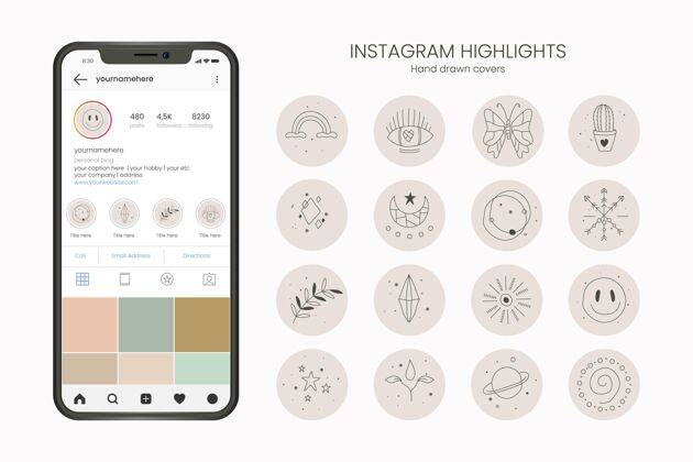 包装手绘instagram精选系列媒体平台分类网页模板