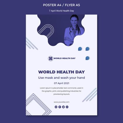 打印模板世界卫生日海报模板全球医学医生