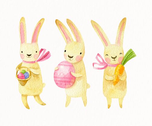 包复活节兔子系列水彩画兔子节日水彩画