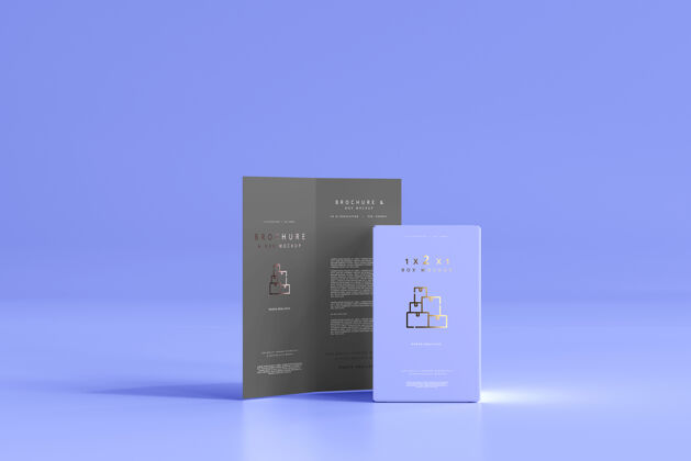 3d渲染双折小册子模型盒包装品牌医药