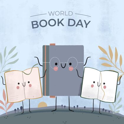 世界图书和版权日手绘世界图书日插图小说插图书籍