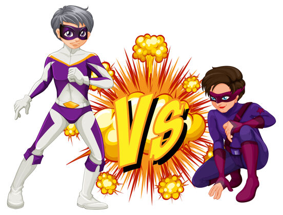 海报两个超级英雄在战斗角色女性人
