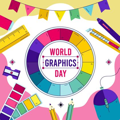 平面设计手绘世界图形日插画创意传播设计全球