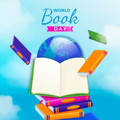 智力现实世界图书日插图与书和星球庆祝读书日世界读书日