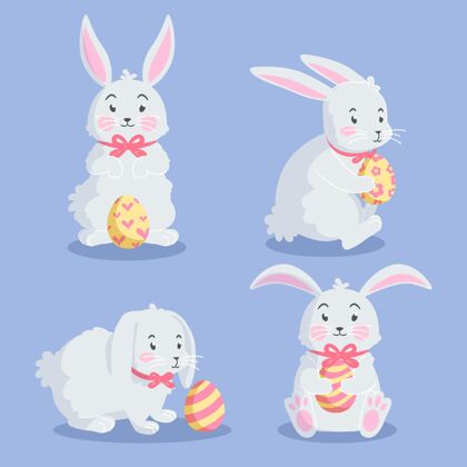 纪念手绘复活节兔子系列复活节兔子可爱节日