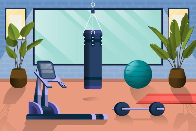 健身家庭健身房与不同的锻炼元素室内家庭健身房运动