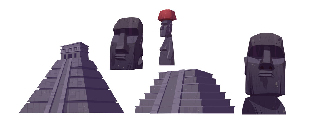 金字塔来自复活节岛的古代玛雅金字塔和摩艾雕像雕塑历史智利