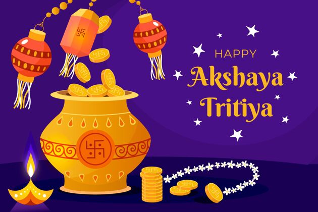 阿克沙亚平面设计akshayatritiya插图吉祥印度教印度教