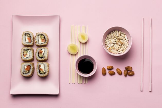 安排平躺灵活饮食寿司生活方式美食美食