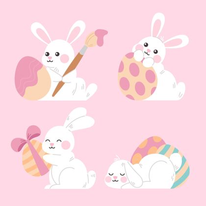 兔子手绘复活节兔子包帕斯卡节日设置