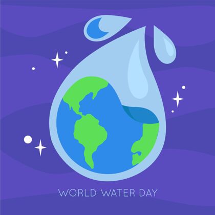 插图平面世界水日插图意识全球可持续性