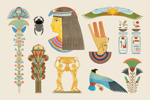 考古学古埃及装饰插图埃及古代传统
