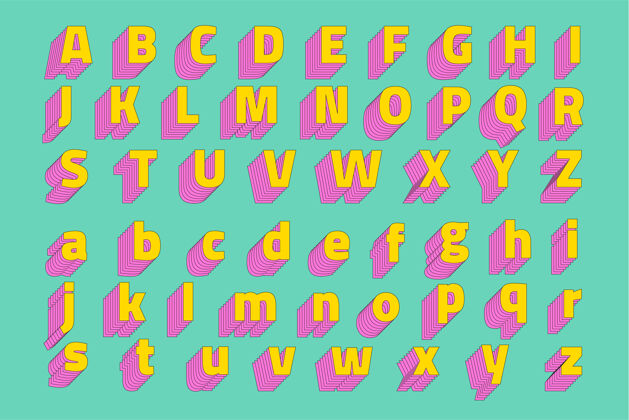 粗体字母集3d样式化字体三维字体字母收藏