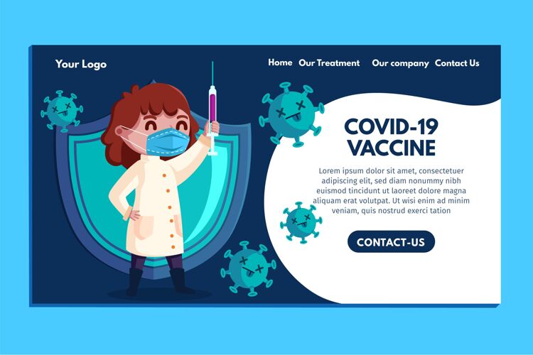 病毒卡通冠状病毒疫苗网页模板说明流感疾病健康