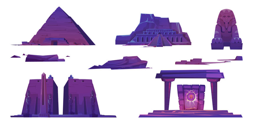 开罗古埃及地标 金字塔 法老庙 狮身人面像和圣甲虫标志的神秘门户坟墓纪念碑沙漠